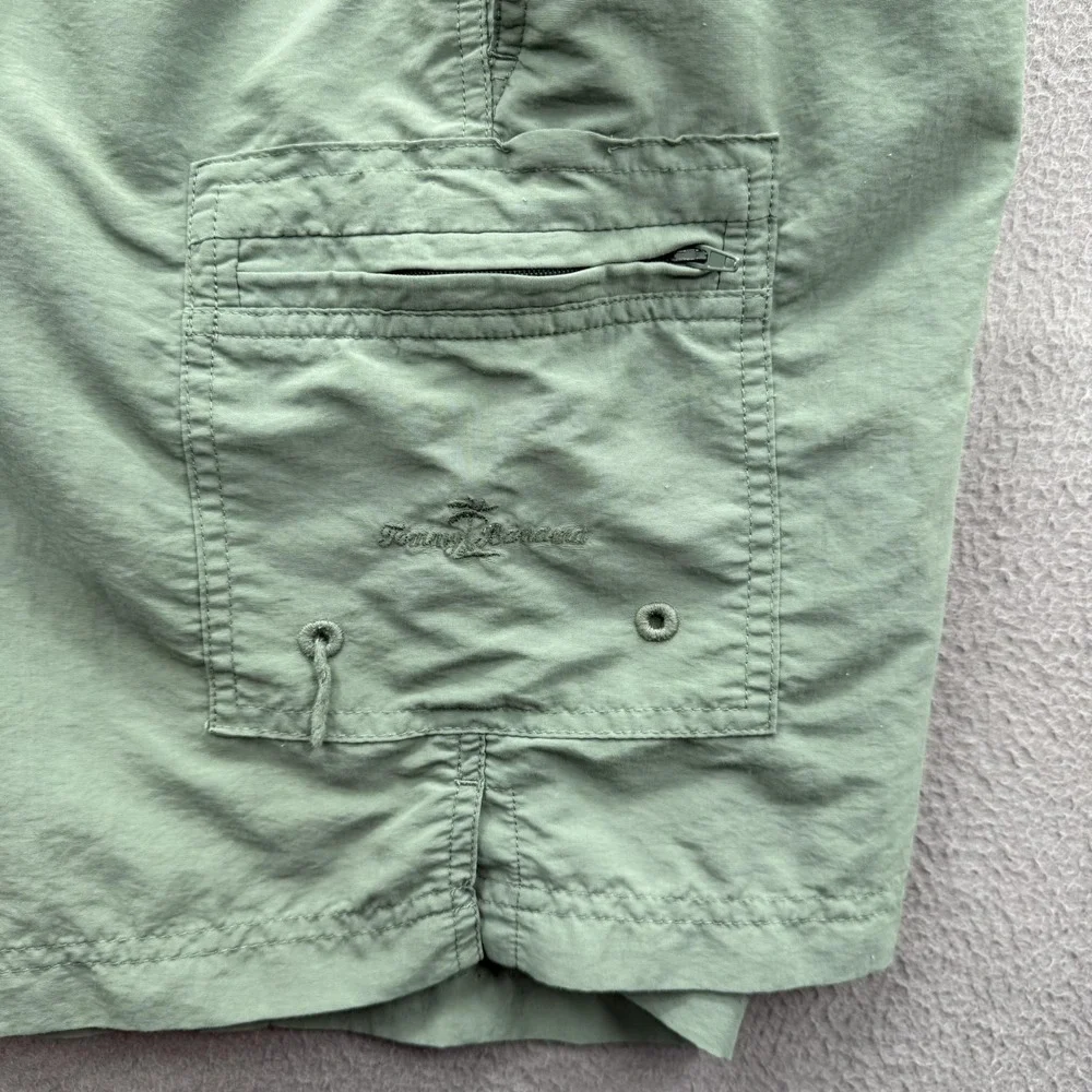 Tommy Bahama Swim Shorts Mens Small Green Solid Trunks Mesh Lined Cargo Beach‎